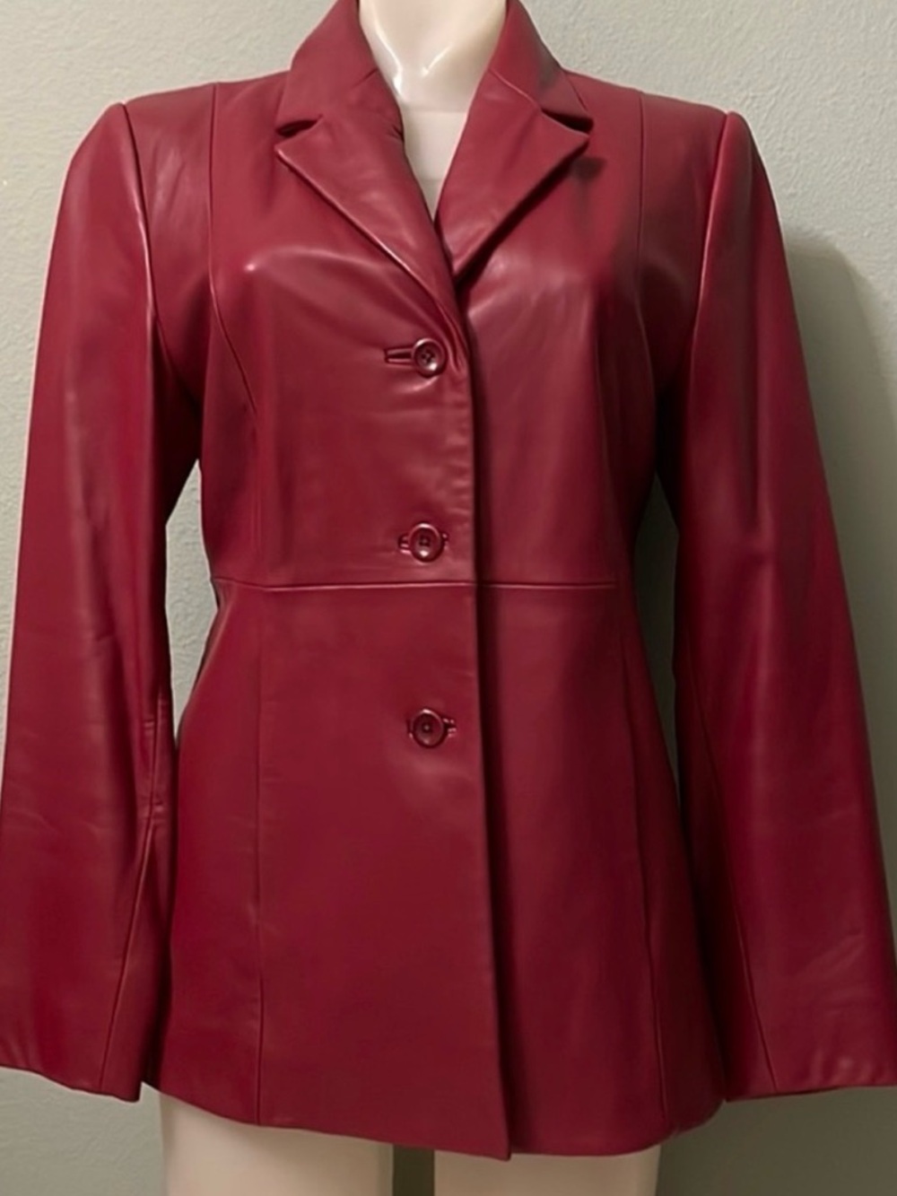 Vintage Lord & Taylor Burgundy Red Leather Western Blazer Jacket Sz XL 90s